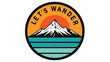 © Monayem Khan - Let's Wander Emblem: A circular emblem design featuring a stylized mountain peak with the text LET'S WANDER encircling the sun, set against a backdrop of layered teal and orange hues.