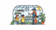 © Angga - Illustration of Children Learning About Plants in Greenhouse.