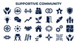 © Iconique Studio - Supportive Community Icons Representing Connection Teamwork Growth Togetherness And Shared Goals In Blue Tones