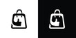 © @Tri Yani - Shopping bag with a thumbs up logo black and white design.
