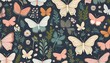 © Tom - whimsical cottagecore pattern with delicate butterflies and moths cottagecore seamless pattern butterflies moths whimsical
