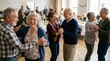 © ZHMPRO - Joyful elderly people dancing together at community social gathering hall enjoying active lifestyle retirement fun togetherness.