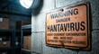 © Ahmed - A worn orange warning sign on a concrete wall indicating hantavirus danger in storage room