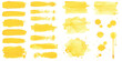 © GraphixEra - Set of yellow watercolor brush strokes and paint splatters for creative art design projects