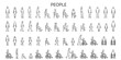 © JIm Studio - Architectural people CAD figures vector illustration. Elevation scale silhouettes of adults children and wheelchair users for inclusive layouts