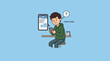 © vectorcorner - Illustration of a young man checking if someone replied to his message, even though he knows they haven't yet