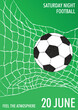 © MoonS  - Minimalist football poster featuring a classic black-and-white soccer ball striking the net for match promotions, sports events, football bars, fan decor, tournament advertising