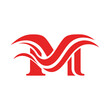 © Inung - Red Letter M Logo with Flowing Waves, Abstract Branding Element