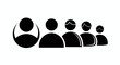 © Dieke - Silhouetted group of people standing in a queue forming a linear crowd scene.