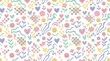 © 21graphic - Playful Pastel Flat Vector Seamless Pattern with Smiley Faces, Hearts, Flowers for General Design  Youth Lifestyle