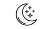 © Tugi - Crescent moon and stars icon outline, night sky symbol, simple graphic design