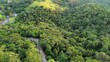 © Ricardo_S_Levenhagen - Uma estrada turística em meio à floresta do bioma Mata Atlântica, na cidade de São Roque, interior do Estado de São Paulo, Brasil, em uma imagem aérea obtida com drone.