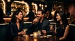 © 47Reda - Friends laughing enjoying cocktails at a stylish bar