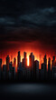 © Wonderful Studio - City skyline dark cloud red glow urban skyscraper dystopian pandemic economic crisis over metropolis night with dramatic storm smoke haze