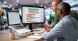 © Andrey Popov - Project Manager And Team Review Digital Gantt Chart Tracking Project