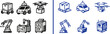 © Muhammad - Autonomous delivery robot drone and industrial robotic arm vector icon set for logistics automation and smart manufacturing technology