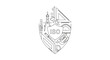 © jackrock - A line art shield emblem composed of various engineering and drafting tools.
