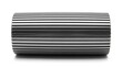 © Farida - A stack of silver metallic tubes on a white background