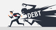 © Bawal market design - Man Running From Debt Shadow Monster, Financial Stress and Crisis Concept