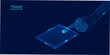 © Sarathi - stylized wireframe hand touching screen on dark blue background vector technology digital interaction futuristic interface touchscreen human geometric design modern innovation