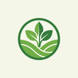 © Kenji - A minimalist green plant icon set inside a circular frame design