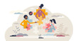 © VectorMine - Team cooperation as business partnership or collaboration tiny person concept, transparent background. Jigsaw puzzle as creative ideas in brainstorming for startup company illustration.