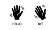© Mithon - hello and bye hand gestures silhouette gesture black white background icon symbol communication greeting farewell simple
