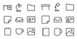 © Валерий Тодаренко - Office and workspace vector icons with desk, lamp and folder for web design in minimal outline style