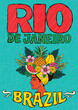 © MoonS  - Colorful Rio de Janeiro travel poster featuring a stylized Brazilian woman inspired by Brazilian culture, carnival spirit, and vintage travel advertising