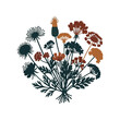 © Fian - Flowers arranged in a minimalist botanical bouquet display natural elegance through a simple flat illustration style that is perfect for wedding invitations or seasonal greeting card decorative.