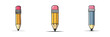 © GenMotion - Set of three sharpened pencils with pink erasers for drawing and writing