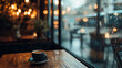 © glowcharmy - Nostalgic coffee break time with blurred city lights through rainy glass