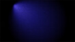 © nijom - Neon futuristic 3d sphere of blue and purple glowing digital waves and particles dark blue background with spotlight