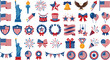 © MDHABIBUL - Flat design 4th of July Independence Day patriotic vector icon set, USA American flag and celebration elements illustration