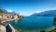 © Cory - minimalist panoramic view of malcesine town lake garda italy