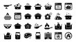 © Gunawan - Modern vector collection of Minimalist Glyph Icons for Food and Culinary concepts, depicting cooking methods, kitchen appliances, and meal preparation processes