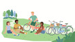 © haikal - Diverse group of friends enjoying a sunny day with bicycles.