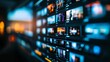© Ndoomyim - Digital video editing interface featuring multi screen media thumbnails for professional film post production content workflow.