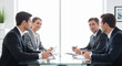 © Aamir - Colleagues collaborating and negotiating during a business meeting perfect for corporate strategy professional teamwork and planning
