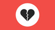 © Susi - Vectorized broken heart icon on a vivid red background, representing heartbreak, emotional pain, loss, and the concept of ending a relationship. A symbol of sadness and separation