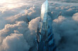 © Bilal - Futuristic cityscape piercing through clouds, modern architectural marvel with sharp angles, crystal towers, surreal and ethereal, ideal for technology, sci-fi, and innovation themes