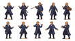 © zulie - Anime style male character sprite sheet in blue.