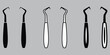 © DebabrataKumar - Dental Scalers in Silhouette with Black and White Variations on Gray Background