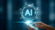 © SM - Artificial intelligence digital hud interface concept operated on smartphone screen with intelligence, artificial