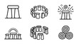 © Rayhan - Stonehenge Icons Set, Ancient Monument Symbols, Neolithic Structure Graphics, British Heritage Vector Art