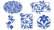 © Pronob Kumar Ray - Elegant Blue and White Decorative Floral Ornaments and Patterns Vector Art