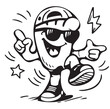 © Shsmim - Vector illustration of a funny cartoon firefighter character with a happy face, comic monster head design, and a big toothy smile wearing a protective safety helmet