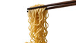 © Veaceslav - Dark wooden chopsticks holding cooked yellow ramen noodles, isolated on transparent background