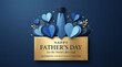 © Arup - Happy fathers day greeting card concept with blue tie and paper hearts on dark background greeting celebration fatherhood minimalist appreciation creative
