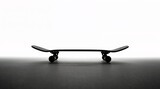Black skateboard side view minimalist silhouette on gradient background sports concept